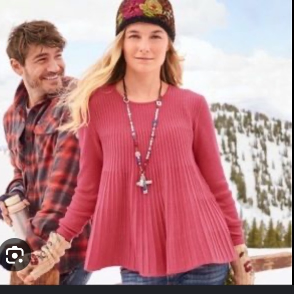 Preowned Sundance Evelina Pullover Pleat Swing Sweater in Rose, size PS